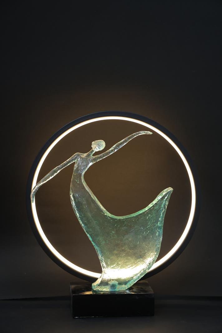 Polyresin abstract dancing lady lamp