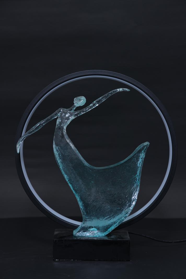 Polyresin abstract dancing lady lamp