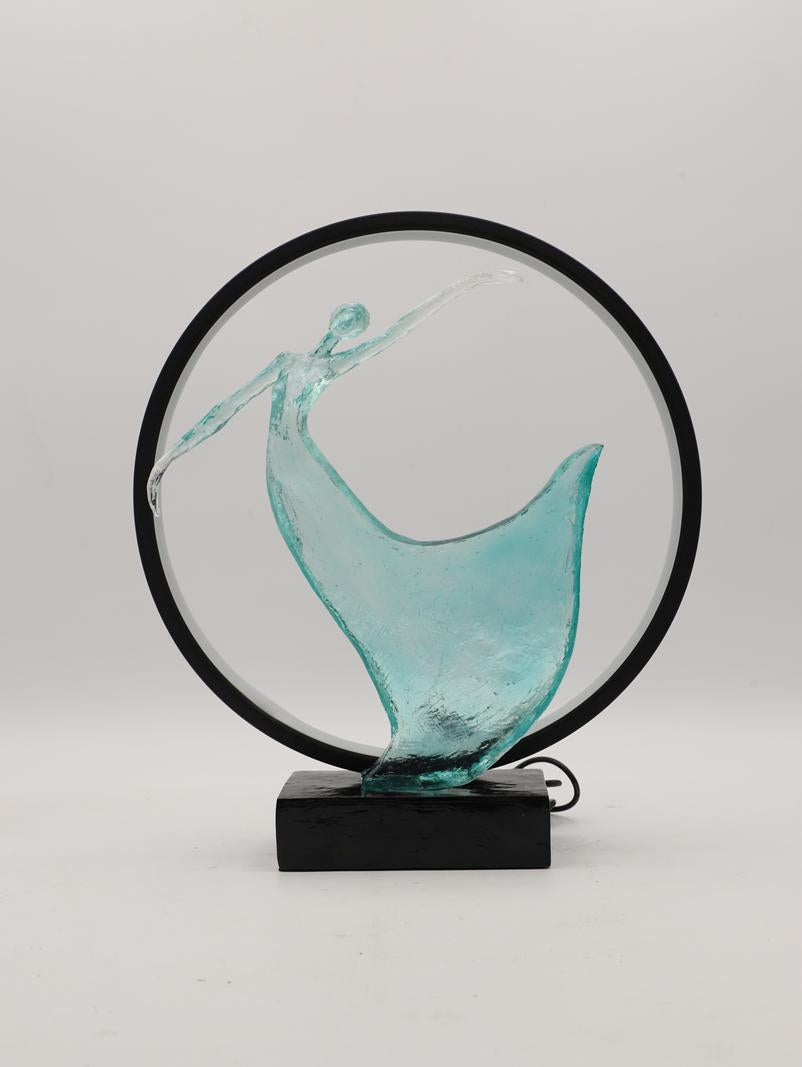 Polyresin abstract dancing lady lamp